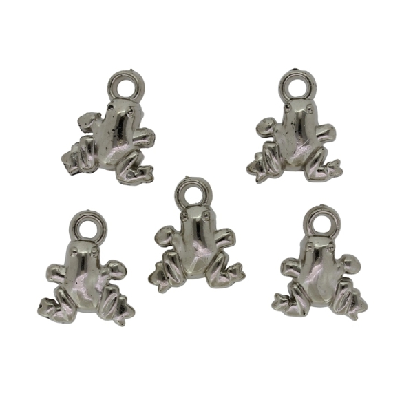 METAL PLATED PLASTIC / CCB PENDANTS - FROG 01 - 14x16x6mm NICKEL - 50g Hole-2.6mm (93pcs.)