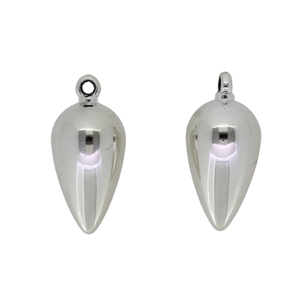 METAL PLATED PLASTIC / CCB PENDANTS - DROP 04 - 15x32mm SILVER - PACKAGE 500g Hole-2.2mm (170pcs.)