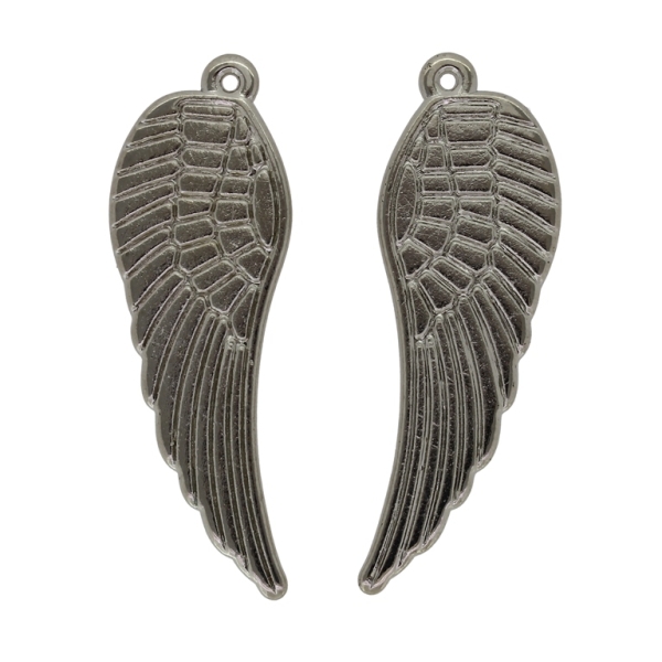 METAL PLATED PLASTIC / CCB PENDANTS - WING 01 - 17x49x2mm NICKEL - PACKAGE 250g Hole-1.3mm (210pcs.)