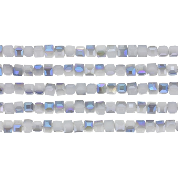  GLASS BEADS - CRYSTALS - CUBE 4x4mm - UV - GRAY 083 - STRING (98pcs.) Hole-1.2mm