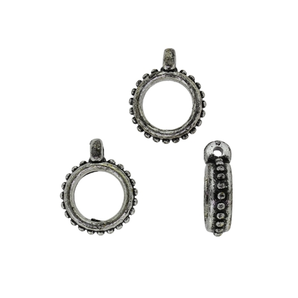 METAL PLATED PLASTIC / CCB PENDANTS - CIRCLE WITH BALLS 01 - 16x20x3mm NICKEL - 50g Hole-2.0mm (124pcs.)