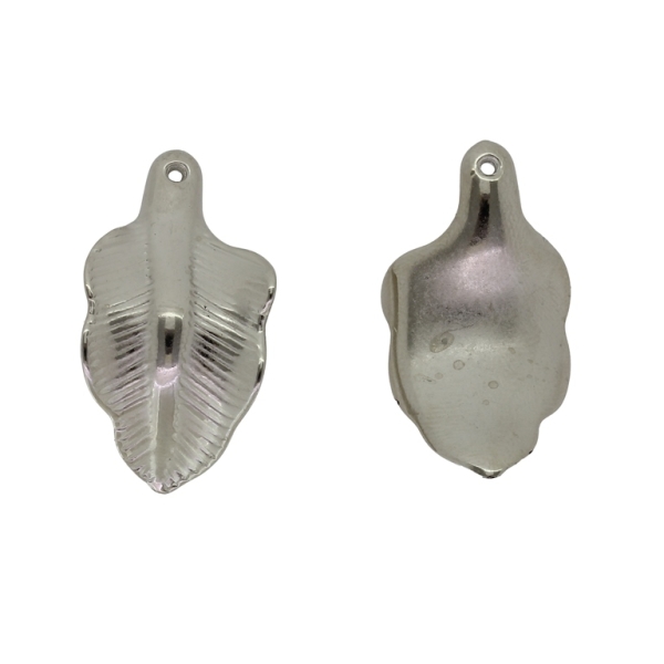 METAL PLATED PLASTIC / CCB PENDANTS - LEAF 03 - 17x30x1.5mm SILVER - PACKAGE 250g Hole-1.4mm (395pcs.)