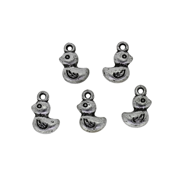 METAL PLATED PLASTIC / CCB PENDANTS - DUCKS 01 - 10x13x4mm NICKEL - PACKAGE 500g Hole-1.6mm (2065pcs.)