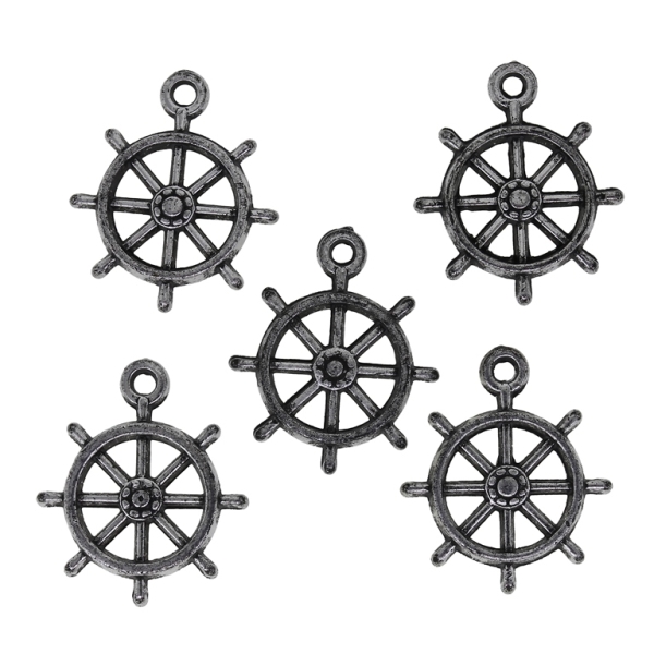 METAL PLATED PLASTIC / CCB PENDANTS - SHIP RUDDER 01 - 16x19x3mm NICKEL (DARK) - 50g Hole-1.6mm (197pcs.)