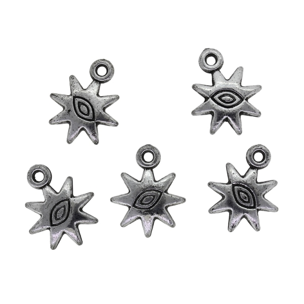 METAL PLATED PLASTIC / CCB PENDANTS - SUN 01 - 15x18x4mm NICKEL - PACKAGE 500g Hole-1.9mm (1450pcs.)