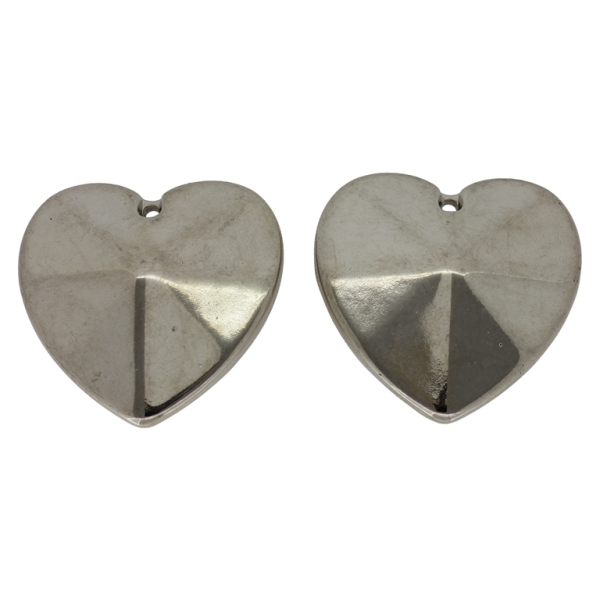 METAL PLATED PLASTIC / CCB PENDANTS - HEART 07 - 39x39x13mm NICKEL - PACKAGE 500g Hole-2.0mm (50pcs.)