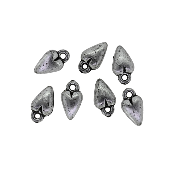 METAL PLATED PLASTIC / CCB PENDANTS - HEART 08 - 8x14x4mm NICKEL - 50g Hole-1.7mm (234pcs.)