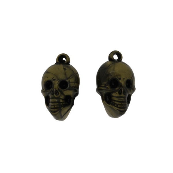 METAL PLATED PLASTIC / CCB PENDANTS - SKULL 01 - 14x23x12mm ANTIQUE BRONZE - 50g Hole-2.0mm (29pcs.)