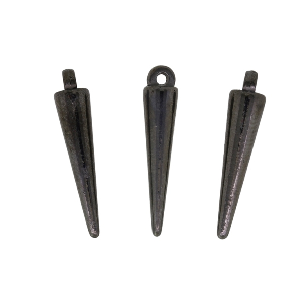 METAL PLATED PLASTIC / CCB PENDANTS - SPIKES 02 - 5x24mm OXIDIZED - 50g Hole-1.3mm (192pcs.)