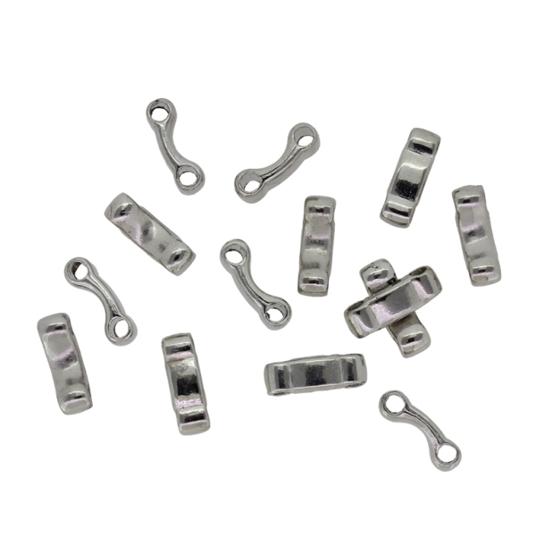 METAL PLATED PLASTIC / CCB CONNECTING ELEMENTS - UNIT 01 - 11x4x4mm NICKEL - PACKAGE 500g Hole-2.0mm (5350pcs.)