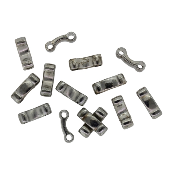 METAL PLATED PLASTIC / CCB CONNECTING ELEMENTS - UNIT 01 - 11x4x4mm NICKEL (DARK) - PACKAGE 500g Hole-2.0mm (4425pcs.)