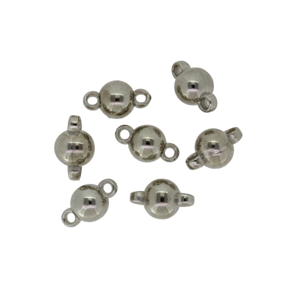 METAL PLATED PLASTIC / CCB CONNECTING ELEMENTS - BALL - 8mm NICKEL - PACKAGE 500g Hole-1.9mm (1500pcs.)