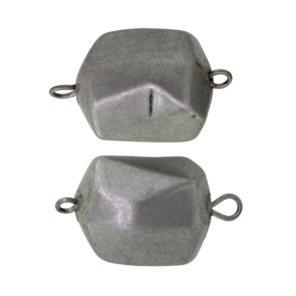 METAL PLATED PLASTIC / CCB CONNECTING ELEMENTS - OVAL IRREGULAR 09 - 25x15x14mm NICKEL MATTE - 50g Hole-2.0mm (18pcs.)