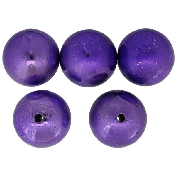 METAL PLATED PLASTIC / CCB BEADS - SPRAYED - BALL - 24mm - PURPLE - 50g Hole-3.5mm (6pcs.)