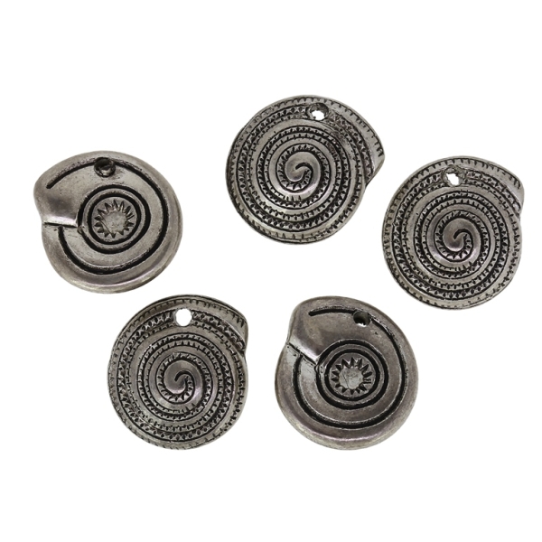 METAL PLATED PLASTIC / CCB BEADS - SNAIL 01 - 12x5mm NICKEL - PACKAGE 250g Hole-1.2mm (114pcs.)