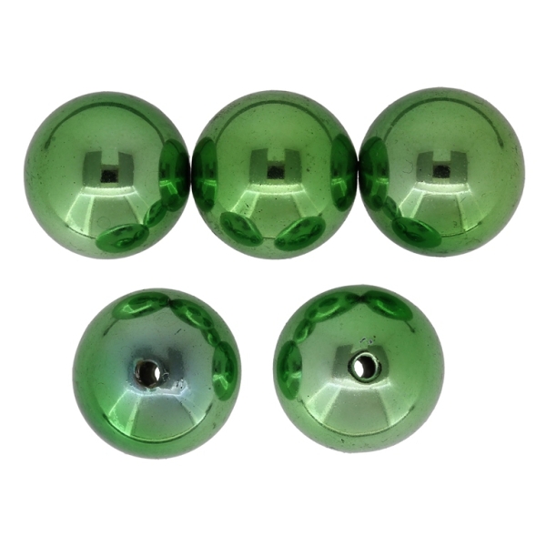 METAL PLATED PLASTIC / CCB BEADS - BALL - 20mm - GREEN (LIGHT) - 50g Hole-2.8mm (11pcs.)