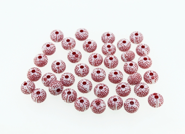 COLOR WASHED PLASTIC BEADS - BALL FLAT - 6x8mm RED - PACKAGE 500g Hole-2.0mm (2230pcs.)