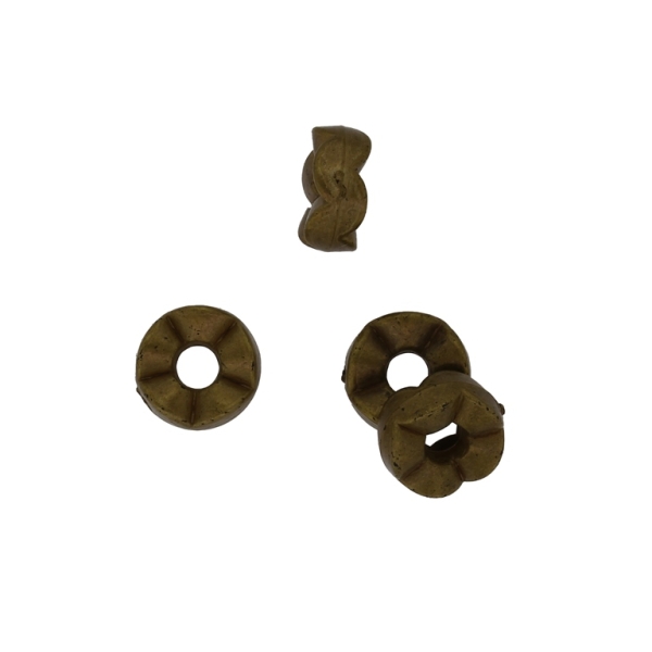 METAL PLATED PLASTIC / CCB BEADS - WASHER IRREGULAR - WOOL 02 - 5x12mm ANTIQUE BRONZE - PACKAGE 500g Hole-3.8mm (1240pcs.)