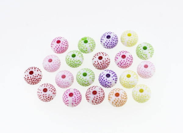 COLOR WASHED PLASTIC BEADS - BALL FLAT - 7x10mm MIX - PACKAGE 500g Hole-2.2mm (1500pcs.)