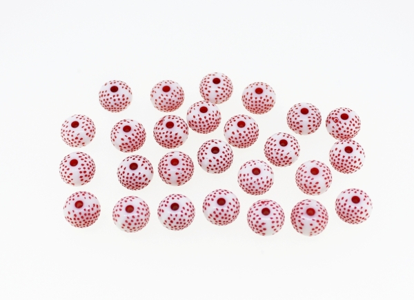 COLOR WASHED PLASTIC BEADS - BALL FLAT - 7x10mm RED - PACKAGE 500g Hole-2.2mm (1500pcs.)