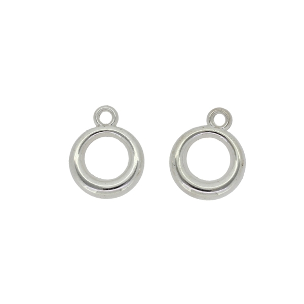 METAL PLATED PLASTIC / CCB PENDANTS - CIRCLE 04 - 15x19x4mm SILVER - PACKAGE 500g Hole-2.5mm (790pcs.)