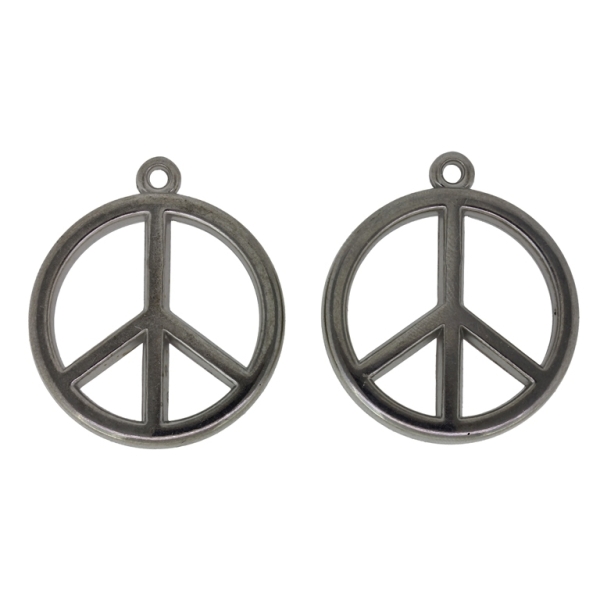 METAL PLATED PLASTIC / CCB PENDANTS - PEACE 01 - 29x34x5mm NICKEL - 50g Hole-2mm (27pcs.)