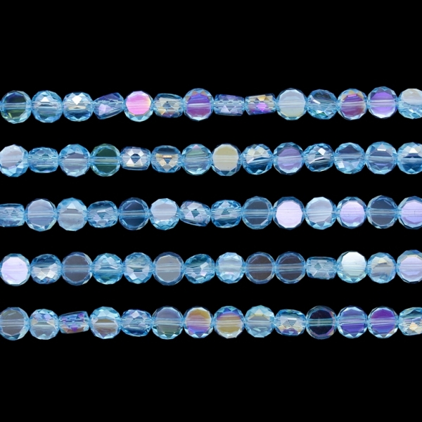 GLASS BEADS - CRYSTAL DISK FACETED - 6x3.5mm - АВ TRANSPARENT - BLUE (LIGHT) 008АВ - PACKAGE (5x96pcs.) Hole-1.5mm