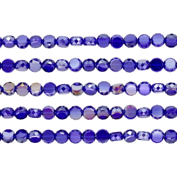 GLASS BEADS - CRYSTAL DISK FACETED - 6x3.5mm - АВ TRANSPARENT - BLUE (DARK) 005АВ - PACKAGE (5x96pcs.) Hole-1.5mm