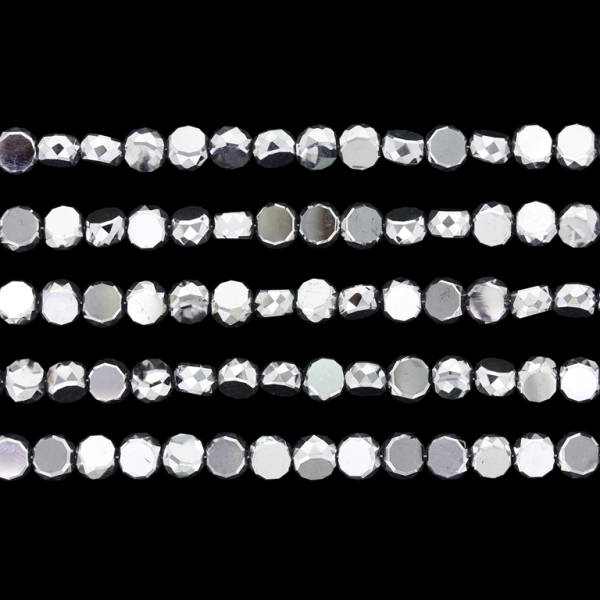 GLASS BEADS - CRYSTAL DISK FACETED - 6x3.5mm - METALLIC - SILVER 110 - PACKAGE (5x96pcs.) Hole-1.5mm