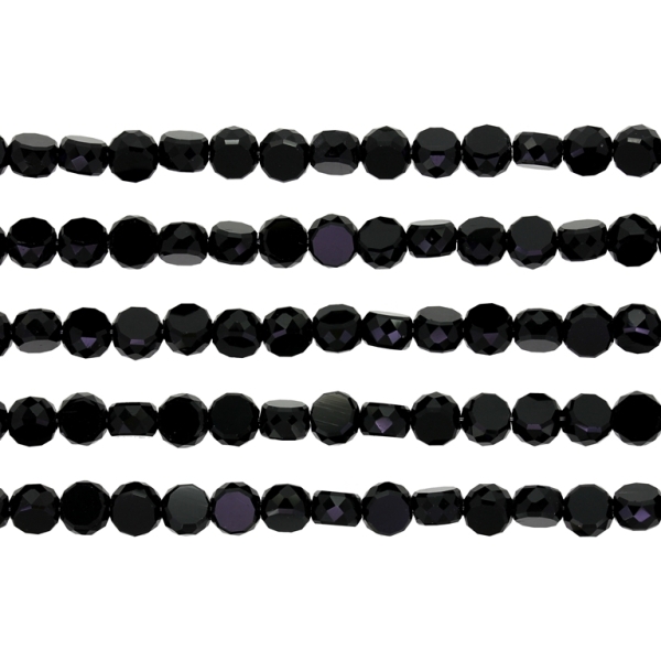 GLASS BEADS - CRYSTAL DISK FACETED - 6x3.5mm - OPAQUE - BLACK 002 - PACKAGE (5x96pcs.) Hole-1.5mm