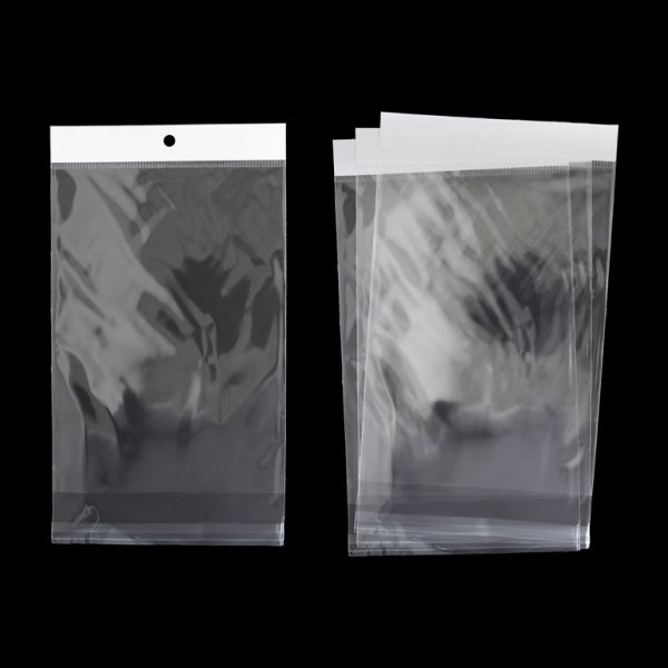 PACKAGING - CELLOPHANE BAG WITH WHITE POST - 16x22+4cm (40µ) - 50pcs.