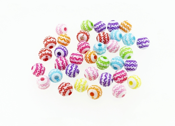 COLOR WASHED PLASTIC BEADS - BALL EMBROIDERY - 8mm MIX - PACKAGE 500g Hole-2.2mm (1900pcs.)