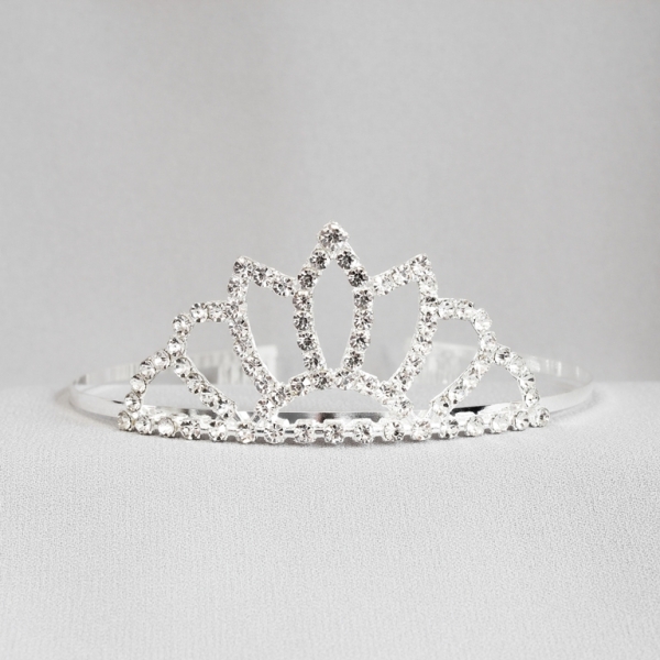 JEWELRY - ACCESSORY FOR HAIR - TIARA - METAL AND CRYSTALS - MODEL 19 - SILVER - 1pc.