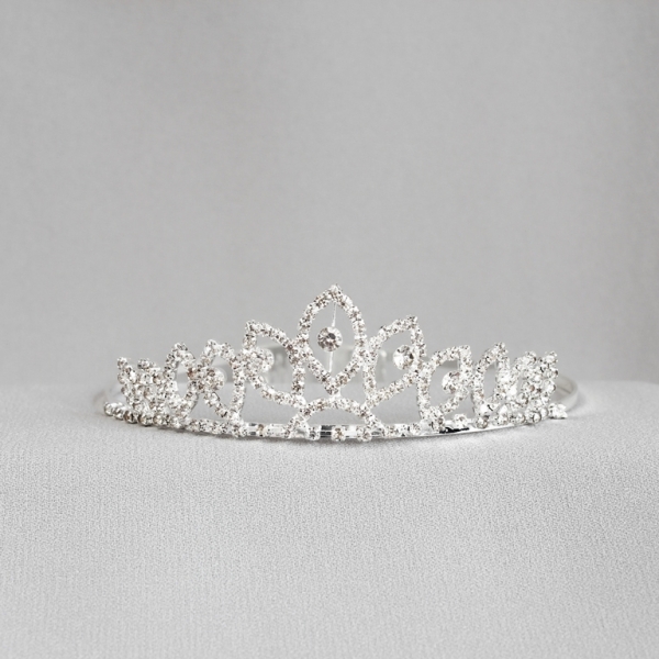 JEWELRY - ACCESSORY FOR HAIR - TIARA - METAL AND CRYSTALS - MODEL 23 - SILVER - 1pc.