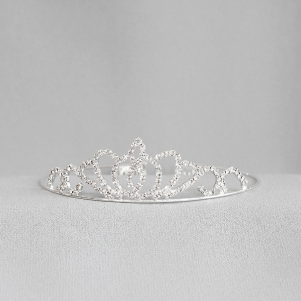 JEWELRY - ACCESSORY FOR HAIR - TIARA - METAL AND CRYSTALS - MODEL 24 - SILVER - 1pc.