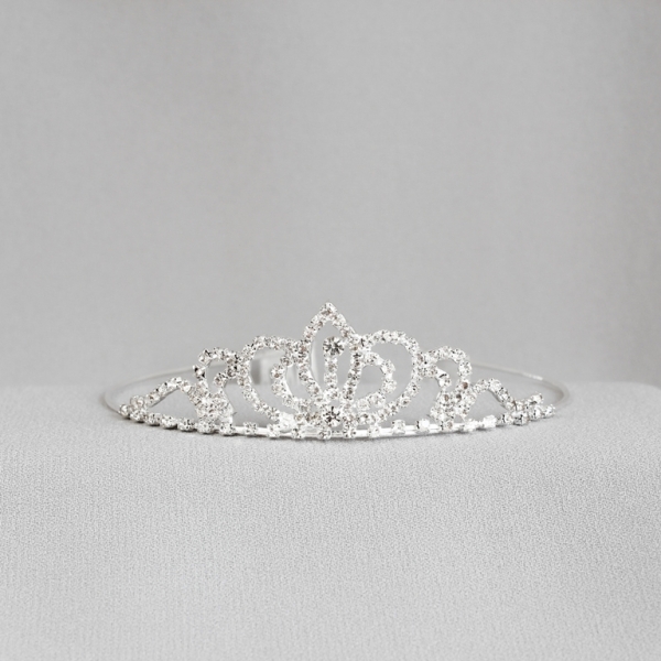 JEWELRY - ACCESSORY FOR HAIR - TIARA - METAL AND CRYSTALS - MODEL 25 - SILVER - 1pc.