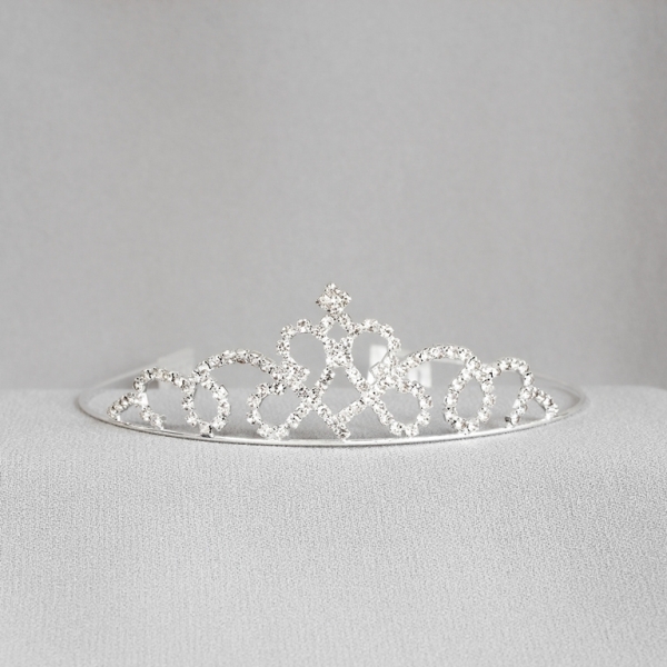 JEWELRY - ACCESSORY FOR HAIR - TIARA - METAL AND CRYSTALS - MODEL 26 - SILVER - PACKAGE 3pcs.