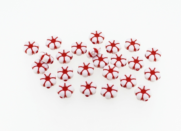 COLOR WASHED PLASTIC BEADS - FLOWER 01 - 10.5x5mm RED - PACKAGE 500g Hole-1.8mm (1450pcs.)