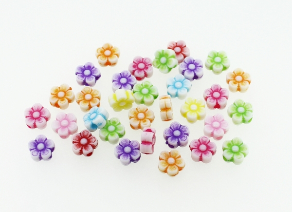 COLOR WASHED PLASTIC BEADS - FLOWER 02 - 8x4mm MIX - PACKAGE 500g Hole-2.0mm (2850pcs.)