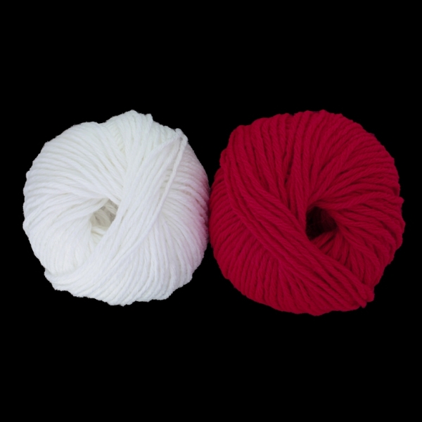 YARN - BABA MARTA ACRYLIC PACKAGE - WHITE AND RED - 2х70m - ACRYLIC - PACKAGE (2 balls)