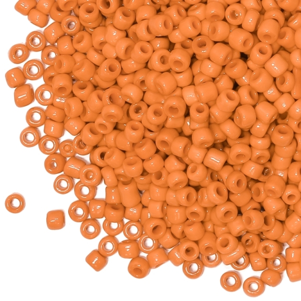 GLASS SEED BEADS - BALL 4mm - OPAQUE - ORANGE 50 - 50g Hole-1.5mm