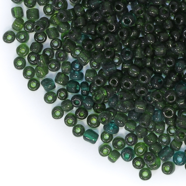 GLASS SEED BEADS - BALL 4mm - TRANSPARENT - GREEN - 50g Hole-1.5mm