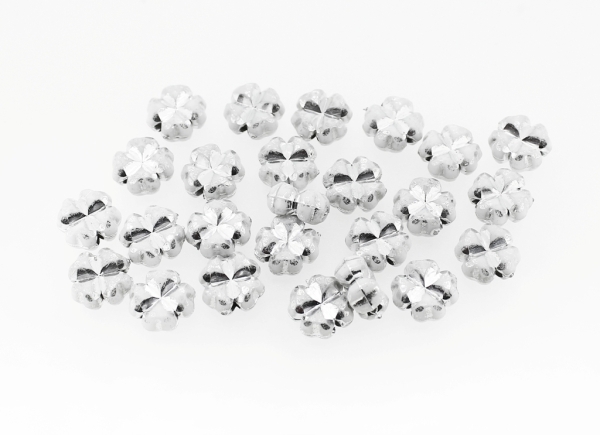 OPAQUE SILVER WASHED PLASTIC BEADS - CLOVER - 11x6mm WHITE - PACKAGE 500g Hole-1.8mm (1000pcs.)