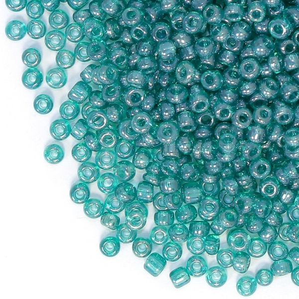 GLASS SEED BEADS - BALL 3mm - TRANSPARENT GLOSS - TURQUOISE 121А - 50g Hole-1.0mm