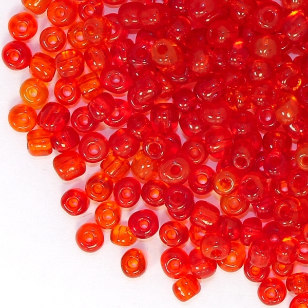 GLASS SEED BEADS - BALL 4mm - TRANSPARENT - RED (LIGHT) 5 - 50g Hole-1.5mm