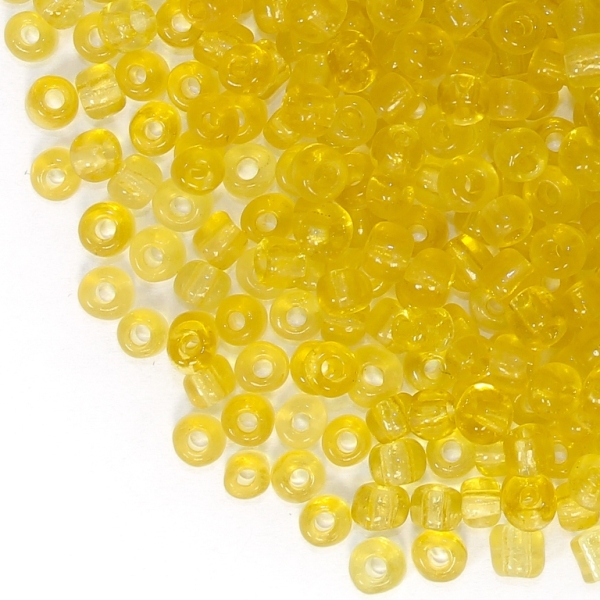 GLASS SEED BEADS - BALL 4mm - TRANSPARENT - GOLD (LIGHT) - 50g Hole-1.5mm