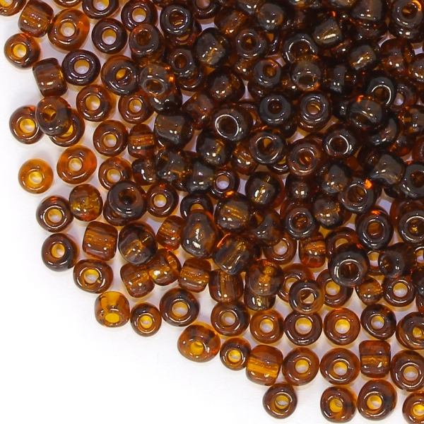 GLASS SEED BEADS - BALL 4mm - TRANSPARENT - BROWN 13 - 50g Hole-1.5mm