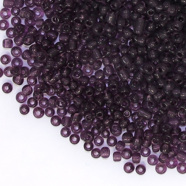 GLASS SEED BEADS - BALL 2mm - TRANSPARENT - PURPLE - 50g Hole-0.8mm