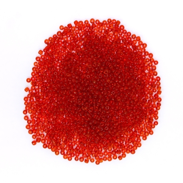 GLASS SEED BEADS - BALL 3mm - TRANSPARENT - RED (LIGHT) 5 - PACKAGE 450g Hole-1.0mm