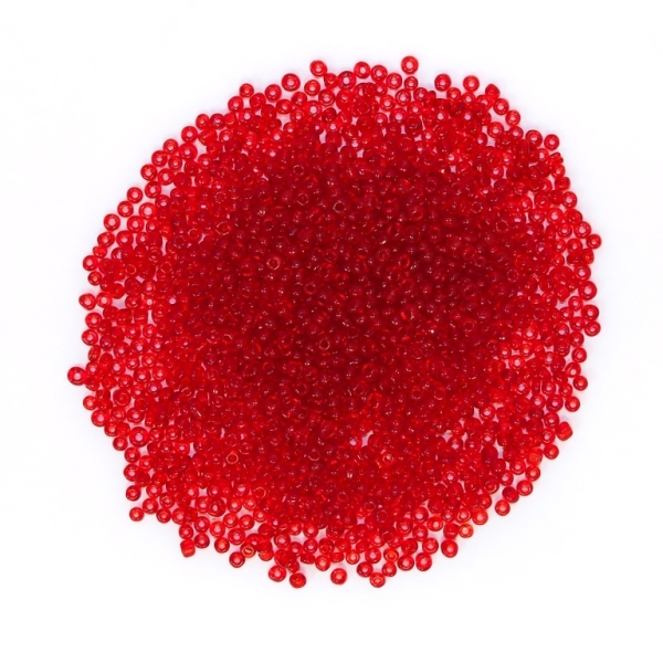 GLASS SEED BEADS - BALL 3mm - TRANSPARENT - RED (DARK) 5В - PACKAGE 450g Hole-1.0mm